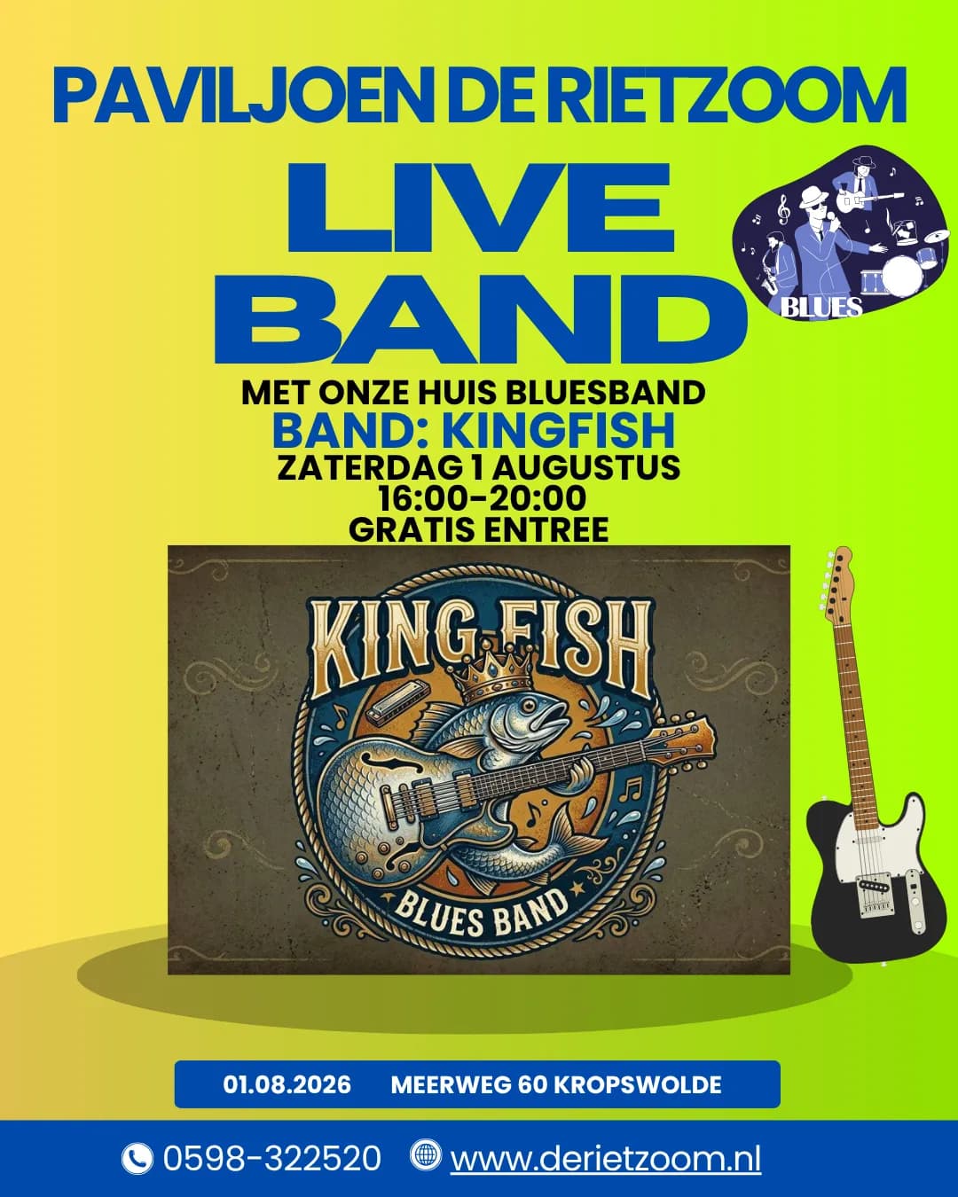 Foto van evenement Kingfish – Live Blues @ Paviljoen De Rietzoom