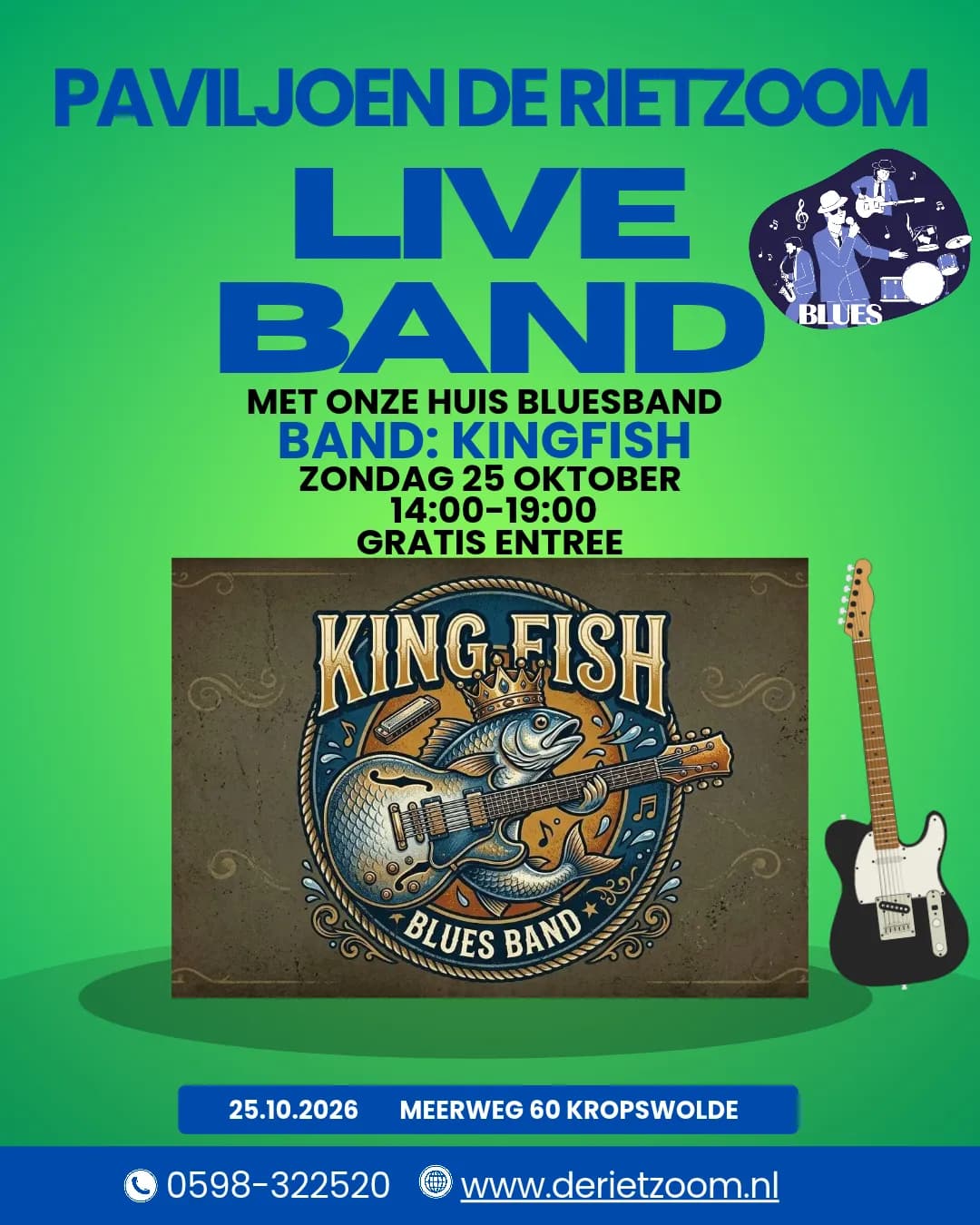 Foto van evenement Kingfish – Live Blues @ Paviljoen De Rietzoom
